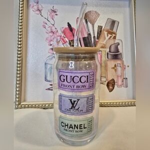 Amanda Greenwood Fashion Designer Iridescent Glass Cup 16 Oz